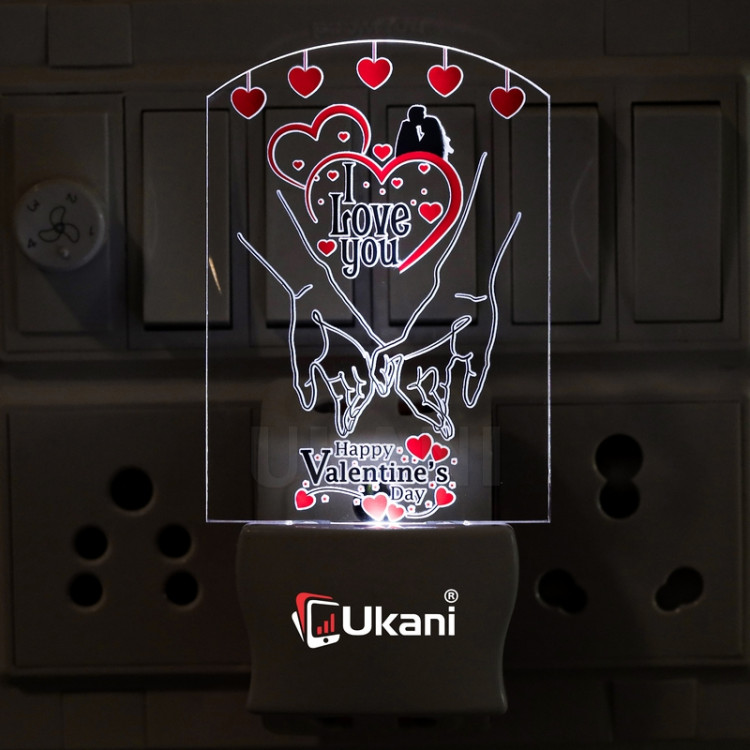 UKANI®  Love you Promise Design single color white light UV Multi color Print Night Lamp for Temple/Home/Office/gift