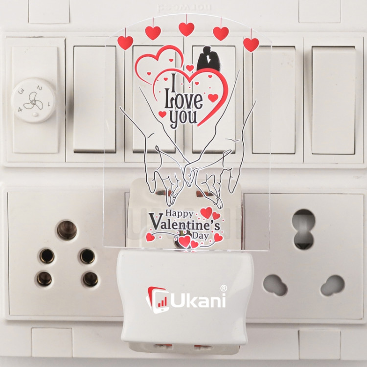 UKANI®  Love you Promise Design single color white light UV Multi color Print Night Lamp for Temple/Home/Office/gift