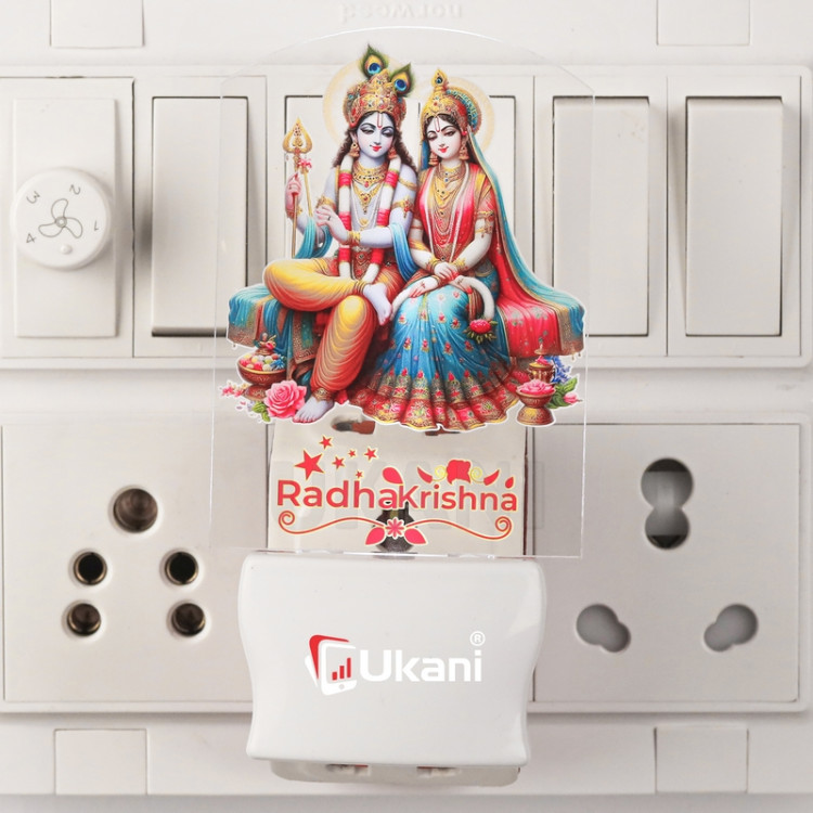 UKANI®  RADHA KRISHNA   single color white light UV Multi color Print Night Lamp for Temple/Home/Office/gift