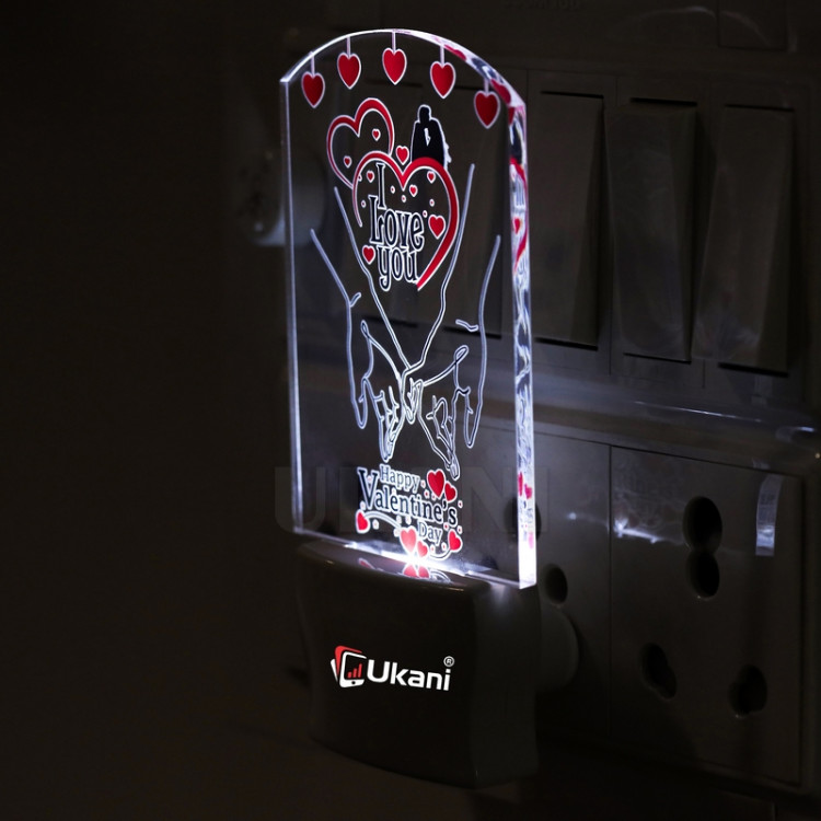 UKANI®  Love you Promise Design single color white light UV Multi color Print Night Lamp for Temple/Home/Office/gift
