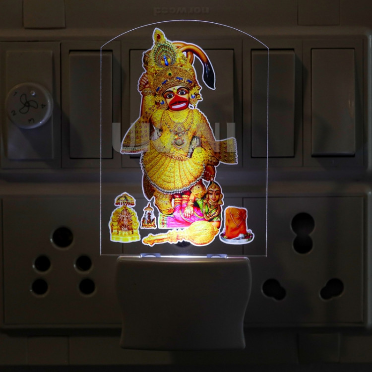 UKANI® Salanpur Hanuman Design single color white light UV Multi color Print Night Lamp for Temple/Home/Office/gift