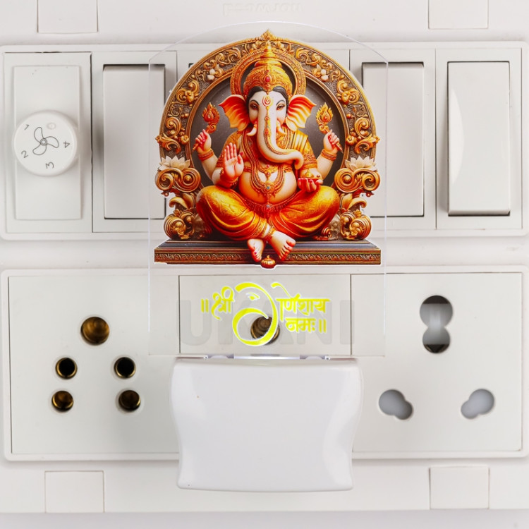 UKANI Ganesh  Design single color white light UV Multi color Print Night Lamp for Temple/Home/Office/gift