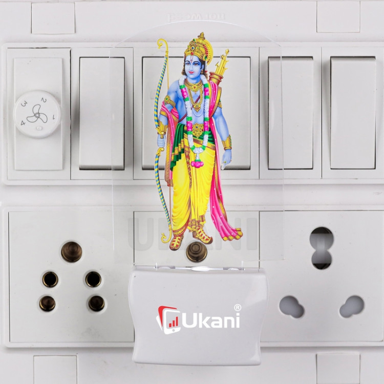 UKANI  SHREE RAM  Design single color white light UV Multi color Print Night Lamp for Temple/Home/Office/gift