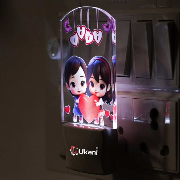 UKANI LOVE HEART  Design single color white light UV Multi color Print Night Lamp for Temple/Home/Office/gift
