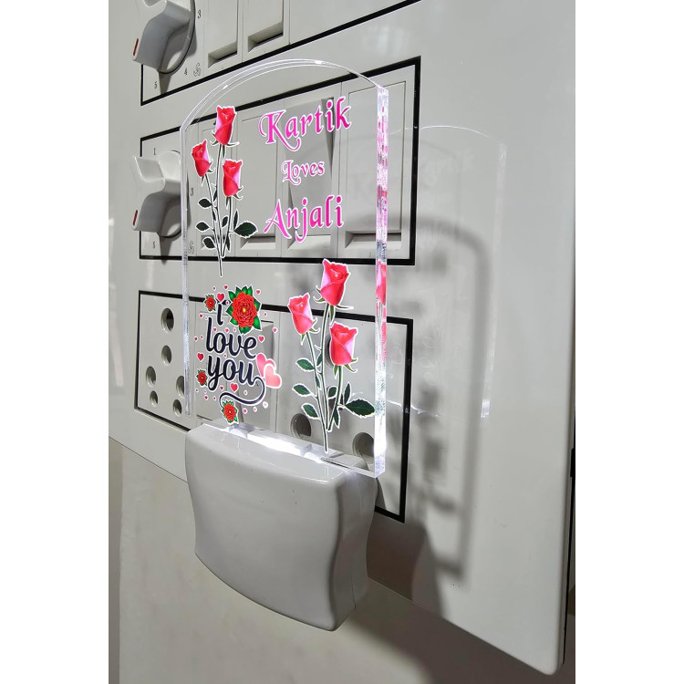 UKANI  3D Customize Name UV Color printed  Acrylic Personalized single white color light 3D Illusion LED Night Lamp ||Customized Name and Tagline.Perfect Gift for every Occasion /Valentines Day(Multicolour) 