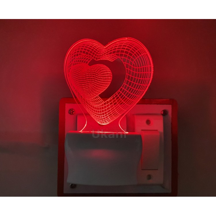 UKANI 3D  love Heart  Night lamp with 7 color automatic Changing Light For Home bedroom Gift  Cafe Office Valentine Gift  