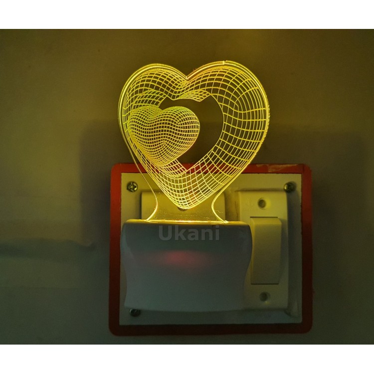 UKANI 3D  love Heart  Night lamp with 7 color automatic Changing Light For Home bedroom Gift  Cafe Office Valentine Gift  