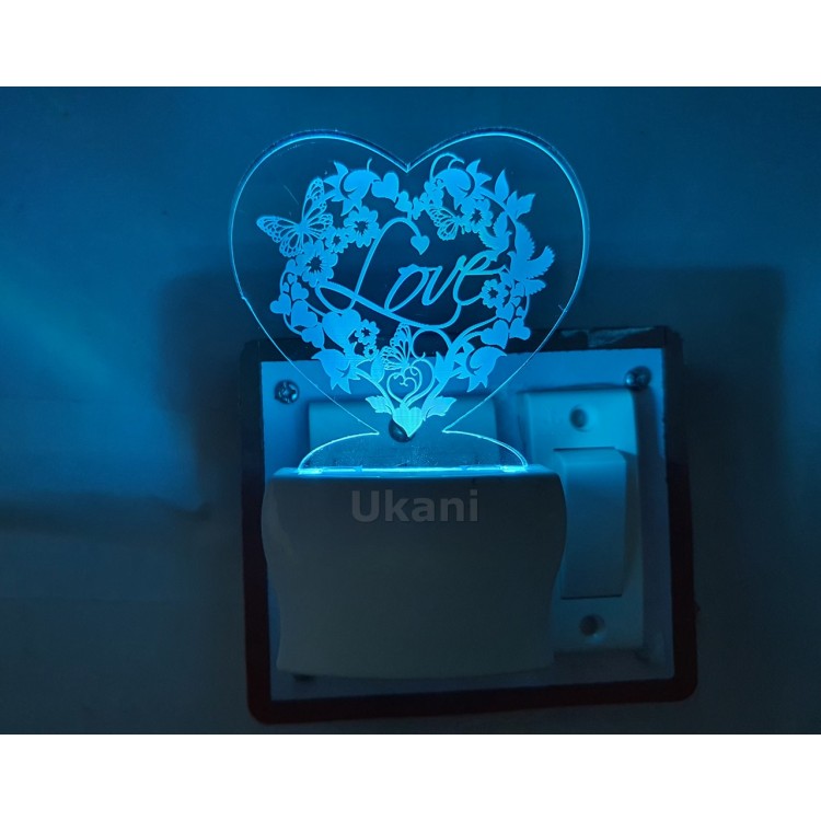 UKANI 3D  Love Heart  Night lamp with 7 color automatic Changing Light For Home bedroom Gift  Cafe Office Valentine Gift  