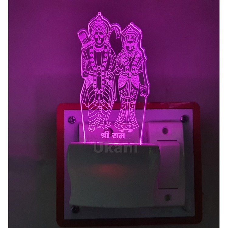 UKANI 3D  Shree Ram ( Siyaram) Night lamp with 7 color automatic Changing Light For Home bedroom Gift  Cafe Office Valentine Gift  size (3 inch )