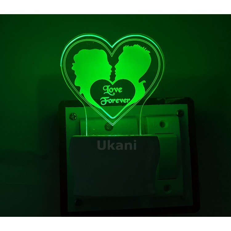 UKANI 3D  Romantic  couple Love you Forever  Night lamp with 7 color automatic Changing Light For Home bedroom Gift  Cafe Office Valentine Gift  size (3 inch )