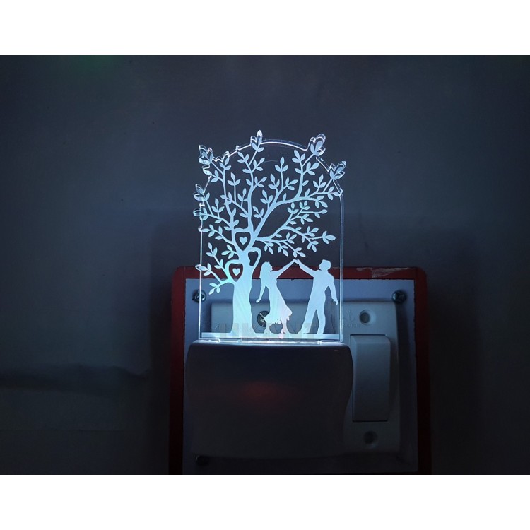 UKANI 3D  Romantic love Couple with tree   Night lamp with 7 color automatic Changing Light For Home bedroom Gift  Cafe Office Valentine Gift  size (3 inch )