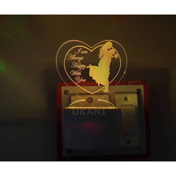 UKANI 3D Love Couple With Heart Night lamp with 7 color automatic Changing Light For Home bedroom Gift  Cafe Office Valentine Gift  size (3 inch )