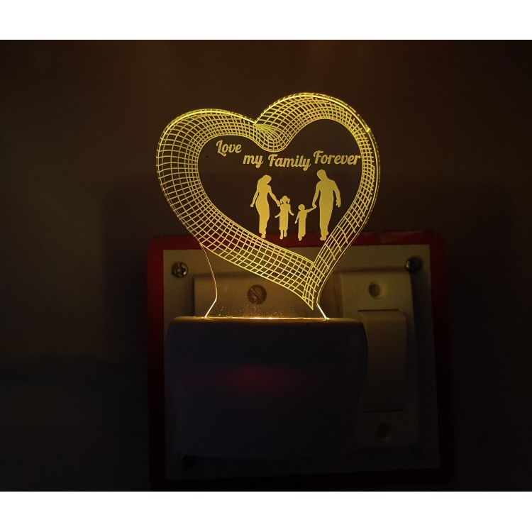UKANI 3D Love Family Forever  Night lamp with 7 color automatic Changing Light For Home bedroom Gift  Cafe Office Valentine Gift  size (3 inch )