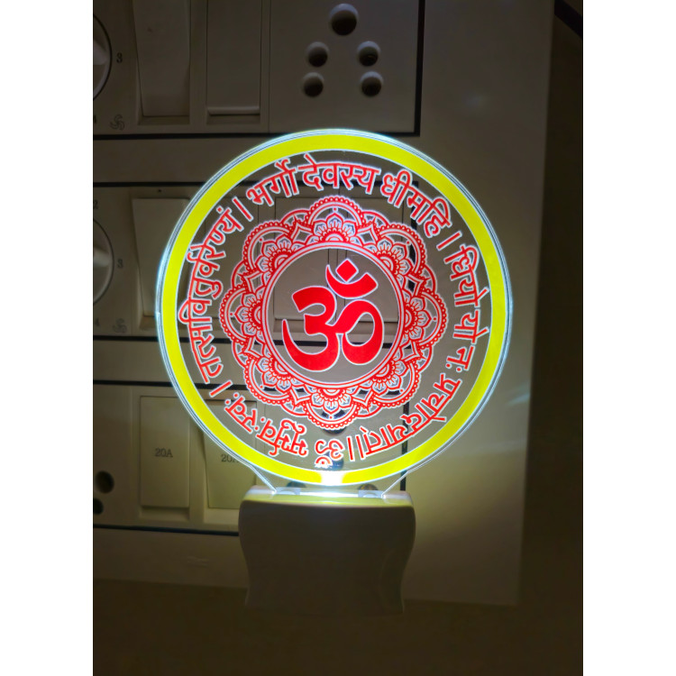 UKANI Gayatri mantra Design single color white light UV Multi color Print Night Lamp for Temple/Home/Office/gift