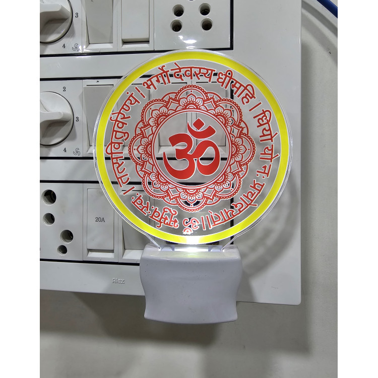 UKANI Gayatri mantra Design single color white light UV Multi color Print Night Lamp for Temple/Home/Office/gift