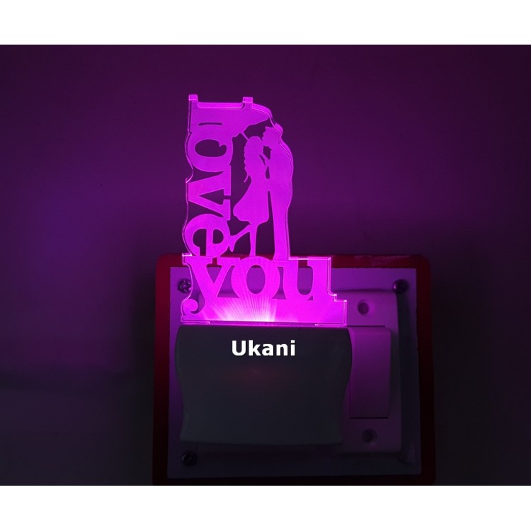 UKANI 3D Love You Couple Design with 7 color automatic Changing Light For Home bedroom Gift  Cafe Office Valentine Gift  size (3 inch )