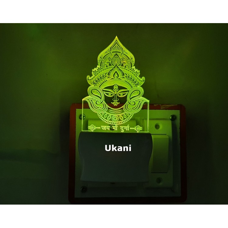 UKANI 3D Shree Durga Mataji Design with 7 color automatic Changing Light For Home bedroom Gift  Cafe Office Valentine Gift  size (3 inch )