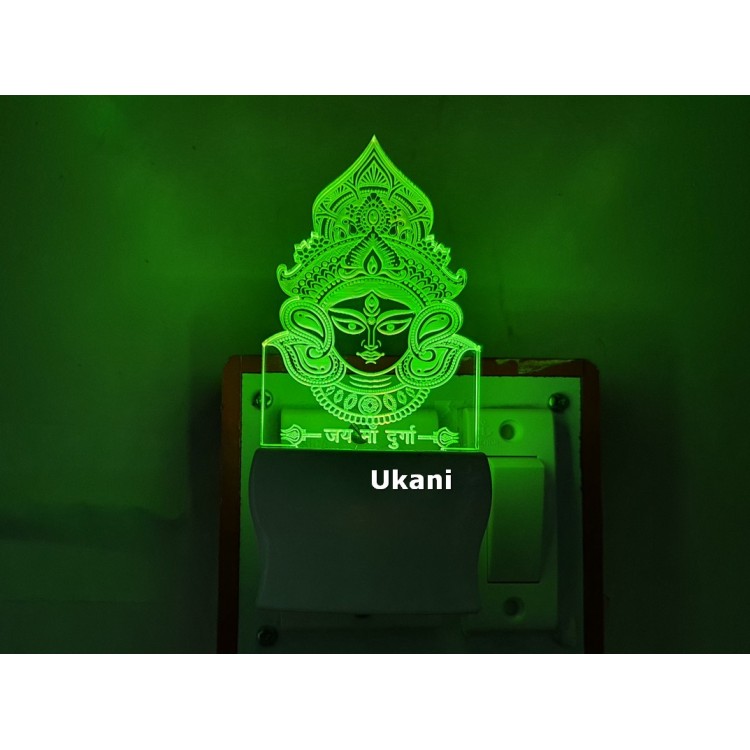 UKANI 3D Shree Durga Mataji Design with 7 color automatic Changing Light For Home bedroom Gift  Cafe Office Valentine Gift  size (3 inch )