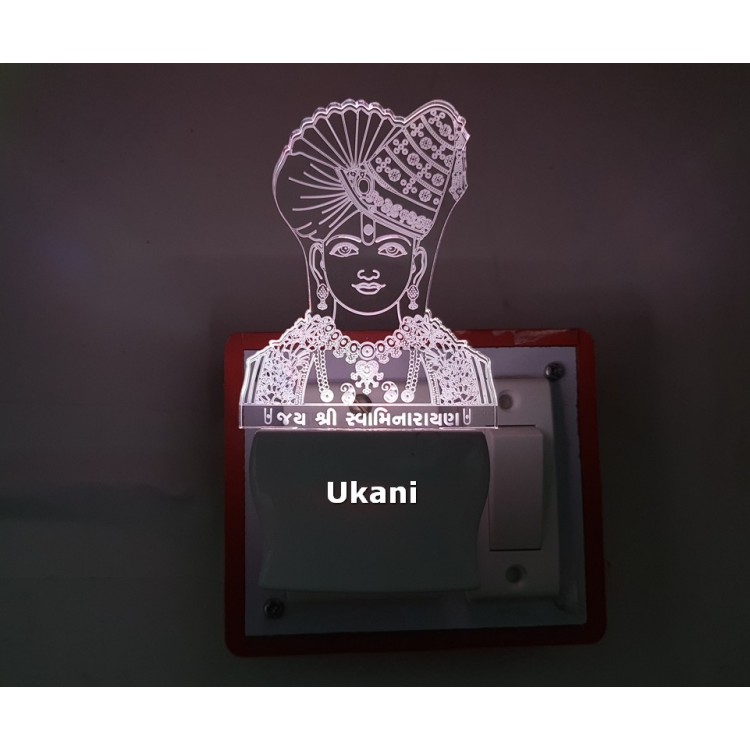 UKANI 3D Shree Swaminarayan Ghanshyam Maharaj Design with 7 color automatic Changing Light For Home bedroom Gift  Cafe Office Valentine Gift  size (3 inch )