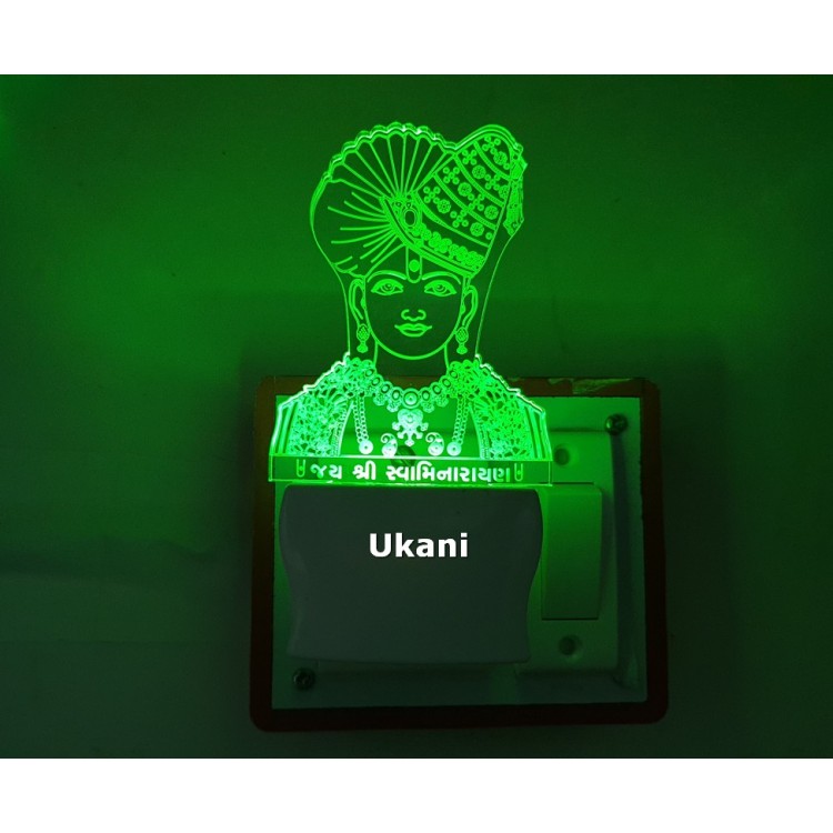 UKANI 3D Shree Swaminarayan Ghanshyam Maharaj Design with 7 color automatic Changing Light For Home bedroom Gift  Cafe Office Valentine Gift  size (3 inch )