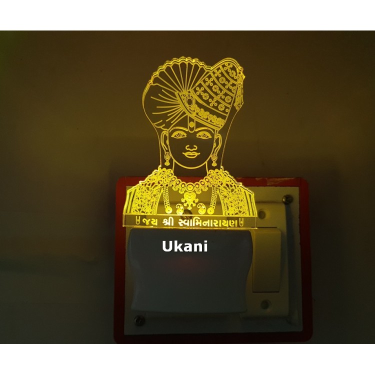 UKANI 3D Shree Swaminarayan Ghanshyam Maharaj Design with 7 color automatic Changing Light For Home bedroom Gift  Cafe Office Valentine Gift  size (3 inch )