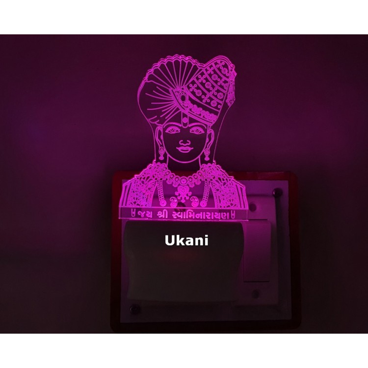 UKANI 3D Shree Swaminarayan Ghanshyam Maharaj Design with 7 color automatic Changing Light For Home bedroom Gift  Cafe Office Valentine Gift  size (3 inch )