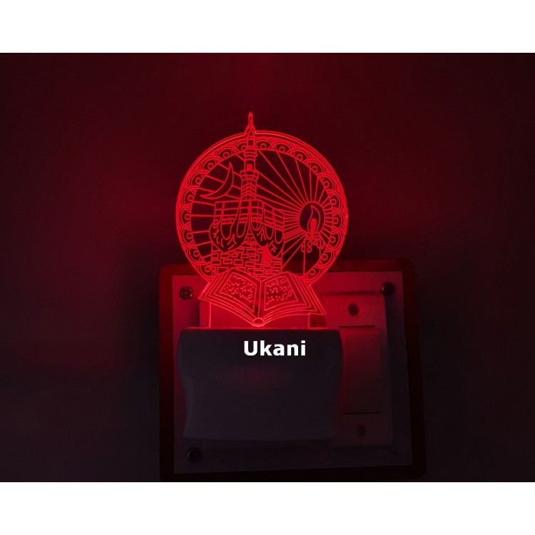 UKANI 3D New Islamic Masjid Design with 7 color automatic Changing Light For Home bedroom Gift  Cafe Office Valentine Gift  size (3 inch )