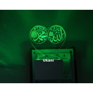 UKANI 3D New Islamic Heart Design with 7 color automatic Changing Light For Home bedroom Gift  Cafe Office Valentine Gift  size (3 inch )