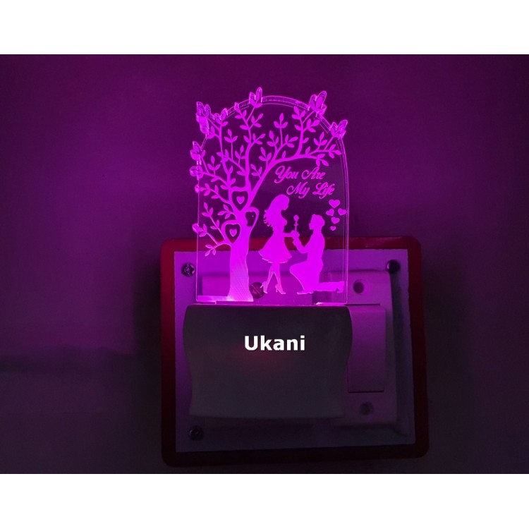 UKANI 3DLove Couple Under Tree Design with 7 color automatic Changing Light For Home bedroom Gift  Cafe Office Valentine Gift  size (3 inch )