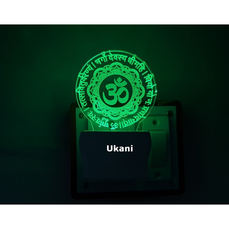 UKANI 3DNew Gayathri Mantra Design with 7 color automatic Changing Light For Home bedroom Gift  Cafe Office Valentine Gift  size (3 inch )
