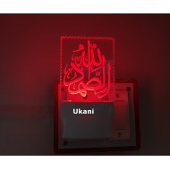 UKANI 3D New Islamic Square  Design with 7 color automatic Changing Light For Home bedroom Gift  Cafe Office Valentine Gift  size (3 inch )