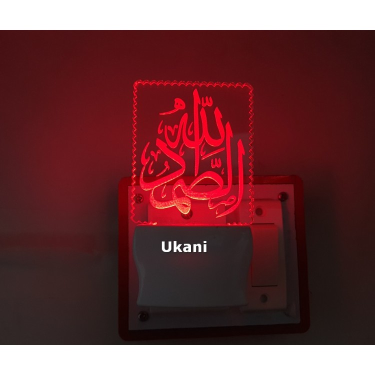 UKANI 3D New Islamic Square  Design with 7 color automatic Changing Light For Home bedroom Gift  Cafe Office Valentine Gift  size (3 inch )