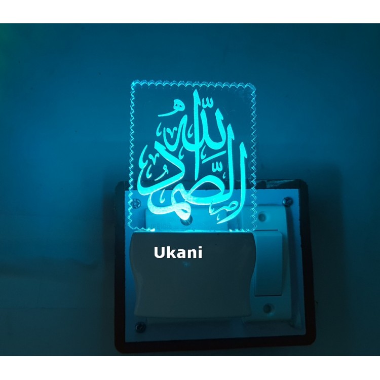 UKANI 3D New Islamic Square  Design with 7 color automatic Changing Light For Home bedroom Gift  Cafe Office Valentine Gift  size (3 inch )