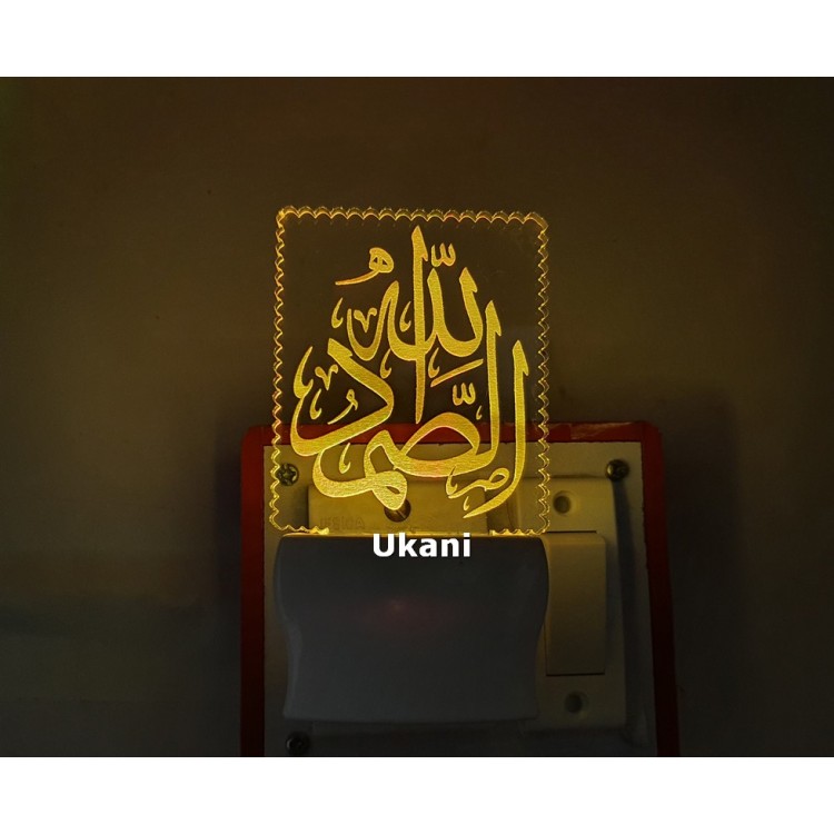 UKANI 3D New Islamic Square  Design with 7 color automatic Changing Light For Home bedroom Gift  Cafe Office Valentine Gift  size (3 inch )