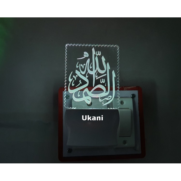 UKANI 3D New Islamic Square  Design with 7 color automatic Changing Light For Home bedroom Gift  Cafe Office Valentine Gift  size (3 inch )