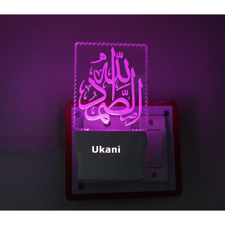 UKANI 3D New Islamic Square  Design with 7 color automatic Changing Light For Home bedroom Gift  Cafe Office Valentine Gift  size (3 inch )