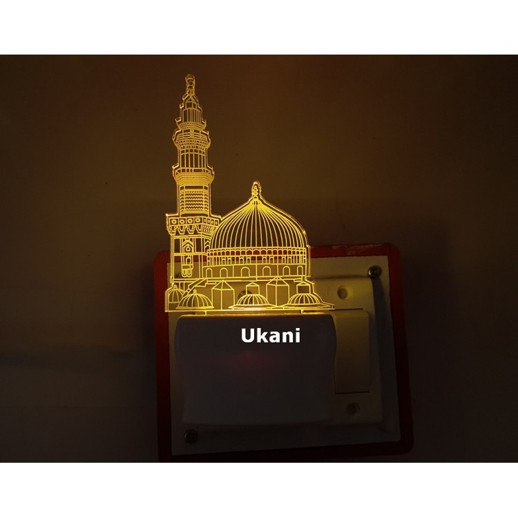 UKANI 3D New Makkah Masjid  Design with 7 color automatic Changing Light For Home bedroom Gift  Cafe Office Valentine Gift  size (3 inch )