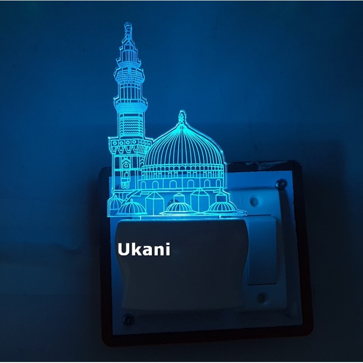 UKANI 3D New Makkah Masjid  Design with 7 color automatic Changing Light For Home bedroom Gift  Cafe Office Valentine Gift  size (3 inch )