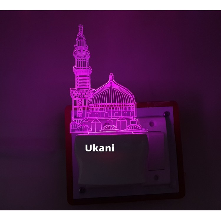 UKANI 3D New Makkah Masjid  Design with 7 color automatic Changing Light For Home bedroom Gift  Cafe Office Valentine Gift  size (3 inch )