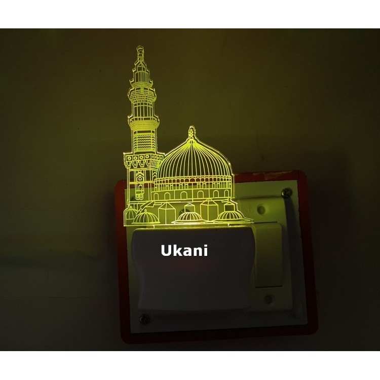 UKANI 3D New Makkah Masjid  Design with 7 color automatic Changing Light For Home bedroom Gift  Cafe Office Valentine Gift  size (3 inch )