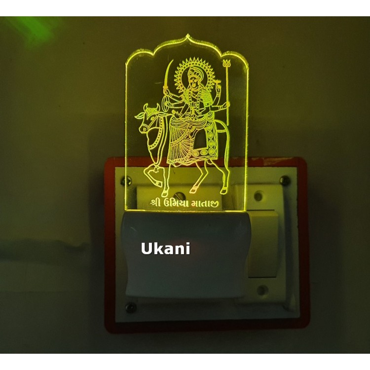 UKANI 3D Shree Umiya Mataji with 7 color automatic Changing Light For Home bedroom Gift  Cafe Office Valentine Gift  size (3 inch )