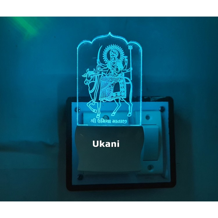 UKANI 3D Shree Umiya Mataji with 7 color automatic Changing Light For Home bedroom Gift  Cafe Office Valentine Gift  size (3 inch )