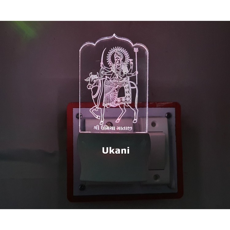 UKANI 3D Shree Umiya Mataji with 7 color automatic Changing Light For Home bedroom Gift  Cafe Office Valentine Gift  size (3 inch )