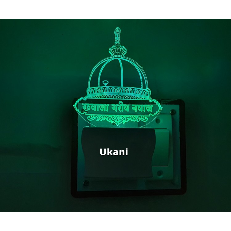 UKANI 3DKwaja Garib Nawaz Design with 7 color automatic Changing Light For Home bedroom Gift  Cafe Office Valentine Gift  size (3 inch )