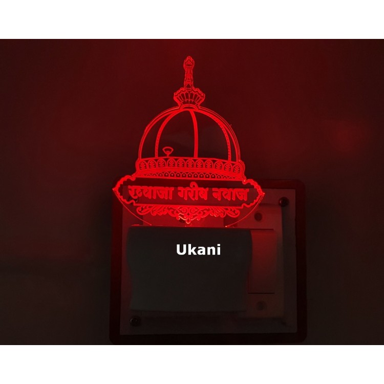 UKANI 3DKwaja Garib Nawaz Design with 7 color automatic Changing Light For Home bedroom Gift  Cafe Office Valentine Gift  size (3 inch )