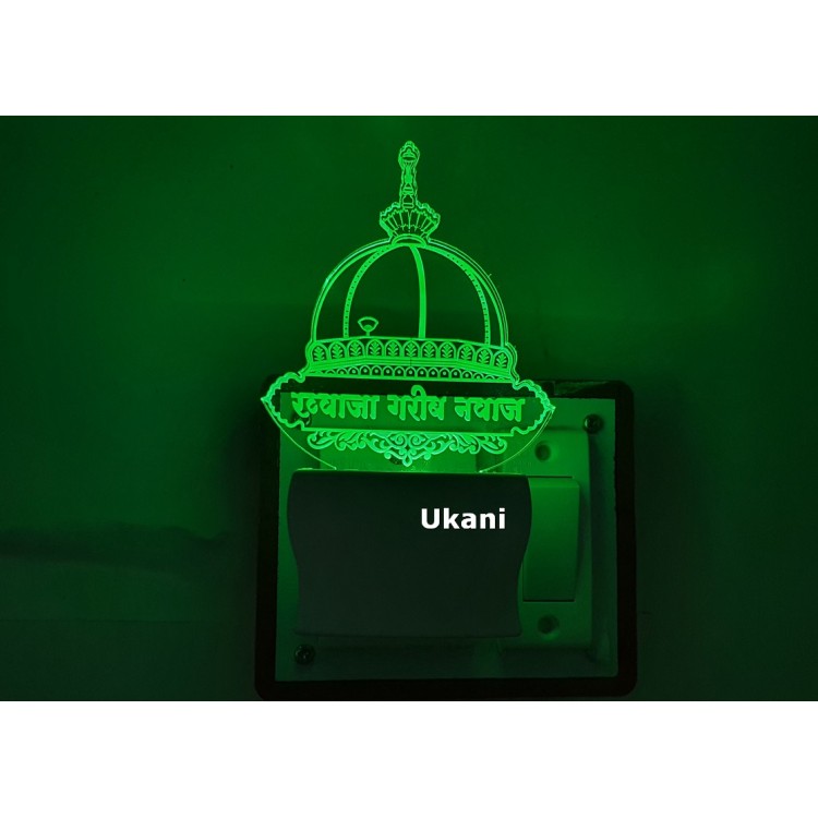 UKANI 3DKwaja Garib Nawaz Design with 7 color automatic Changing Light For Home bedroom Gift  Cafe Office Valentine Gift  size (3 inch )