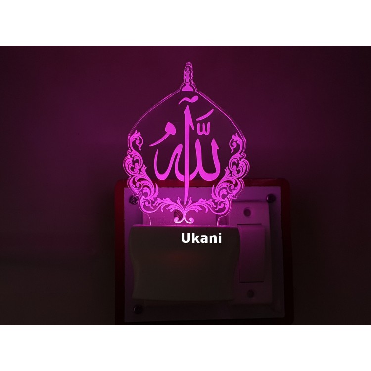UKANI 3D Ishlamic  Design with 7 color automatic Changing Light For Home bedroom Gift  Cafe Office Valentine Gift  size (3 inch )