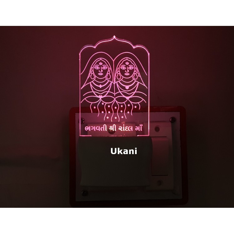 UKANI 3D Shree Randal Mataji Design with 7 color automatic Changing Light For Home bedroom Gift  Cafe Office Valentine Gift  size (3 inch )