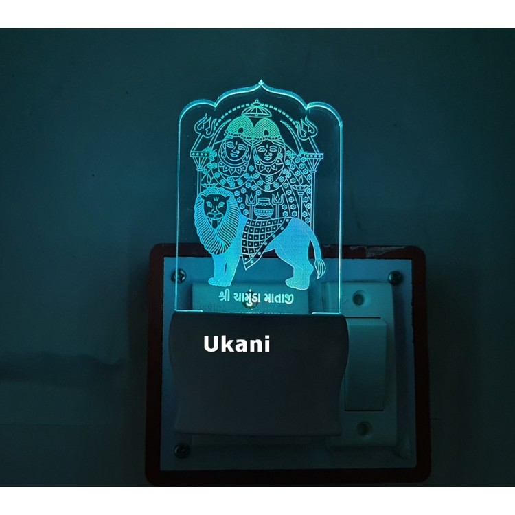 UKANI 3D Shree Chamunda mataji Design with 7 color automatic Changing Light For Home bedroom Gift  Cafe Office Valentine Gift  size (3 inch )
