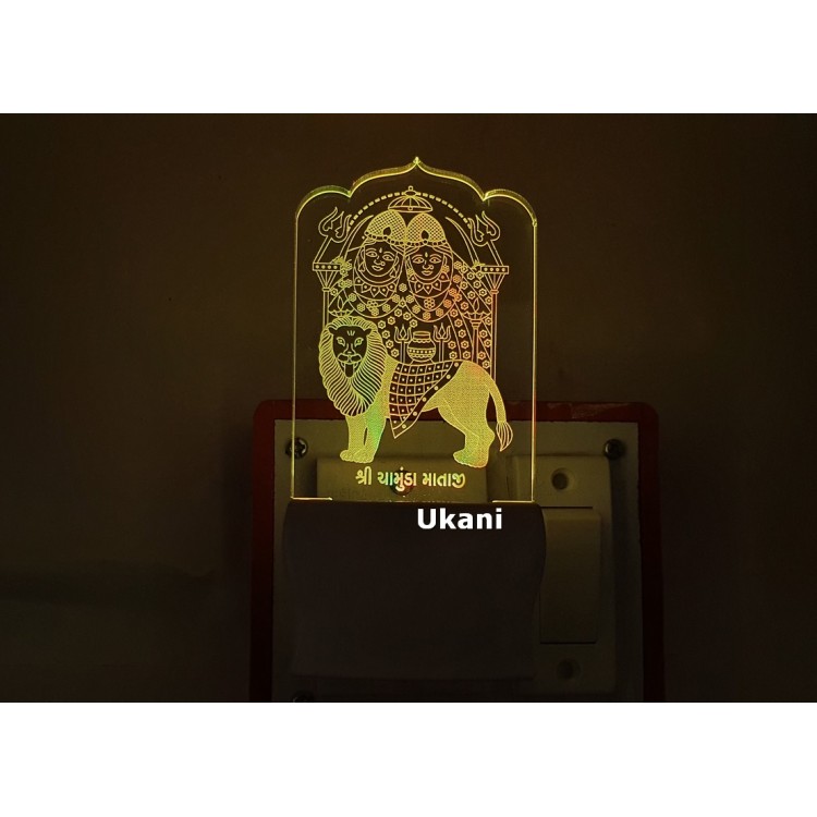 UKANI 3D Shree Chamunda mataji Design with 7 color automatic Changing Light For Home bedroom Gift  Cafe Office Valentine Gift  size (3 inch )
